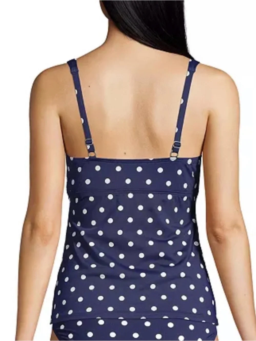 Lands' End Tummy Control V-Neck Underwire Tankini Swimsuit Top polka dot 8 DD